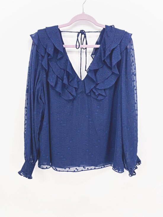 Hutch Tops - Hutch Swiss Dot Ruffle Blouse